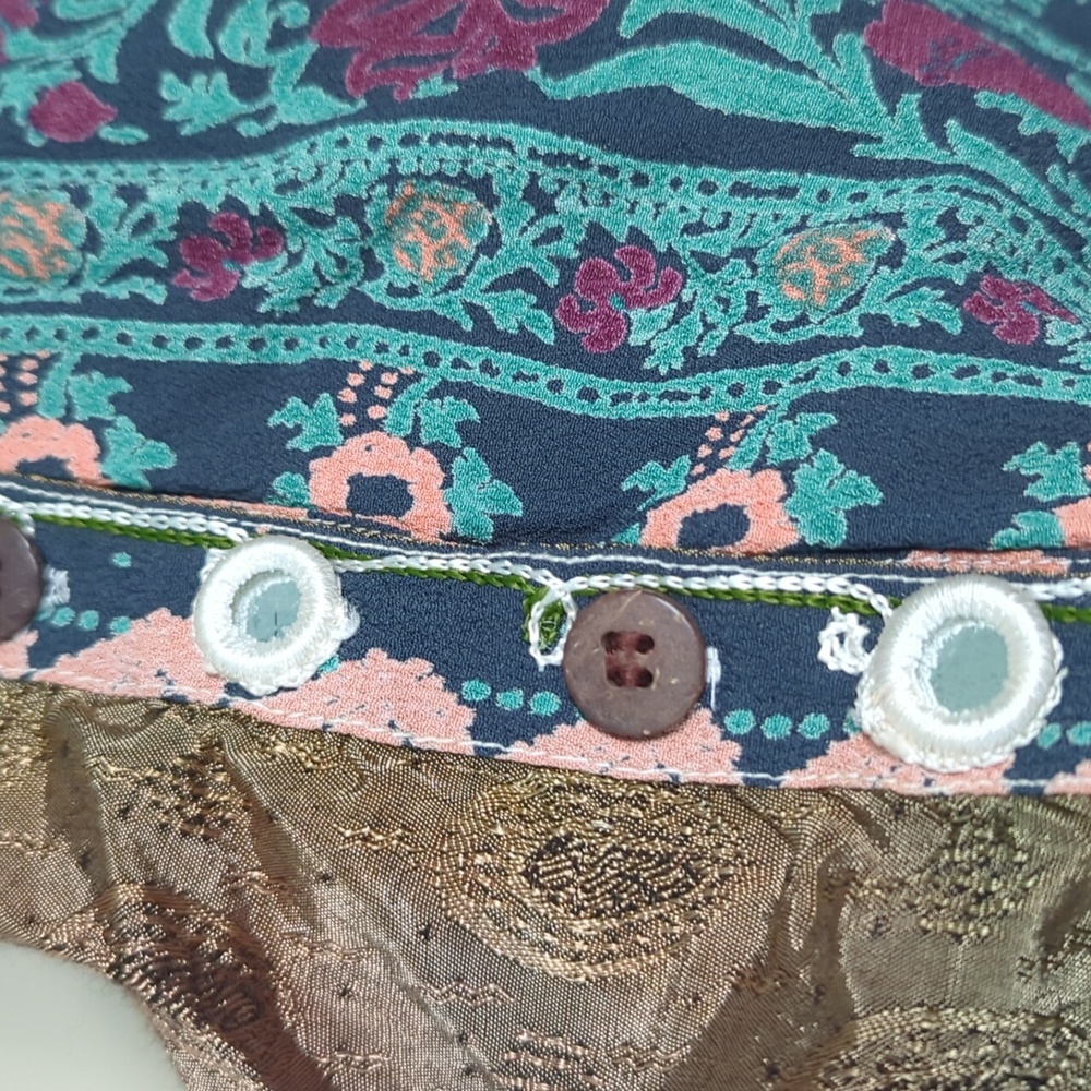 Vintage Tienda Ho Cropped Pants Boho Hippie Rayon Glass Buttons S/M Free Size - Picture 9 of 11